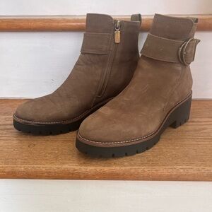 Blondo Brown Suede Ankle Boots with Buckle Detail- Waterproof
